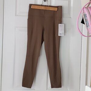 Athleta Salutation Stash 7/8 Workout Yoga Pants w Pockets Olive Brown NWT